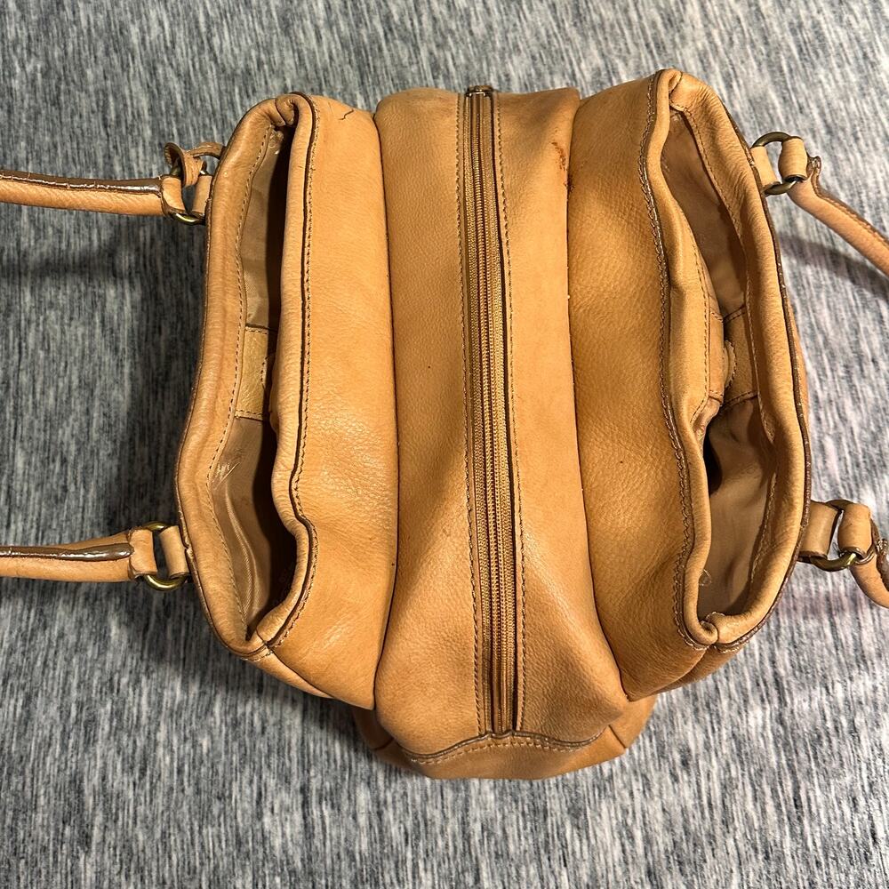 Fossil Camel Brown Leather Satchel Shoulder Bag Vintage Boho Everyday Purse - Picture 7 of 14